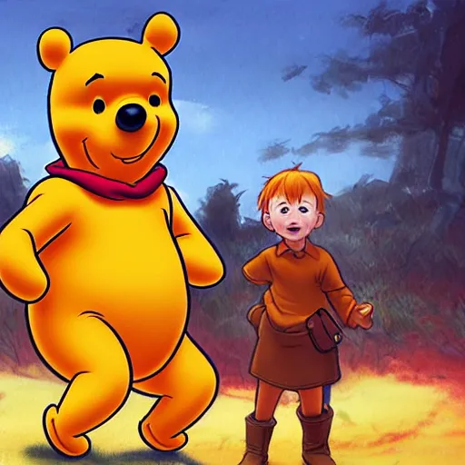 Prompt: a Painting of Winnie the Pooh as a titan from attack on titan in the style of Craig Mullins