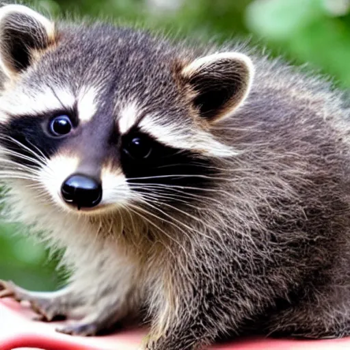 Prompt: a raccoon kitten hybrid
