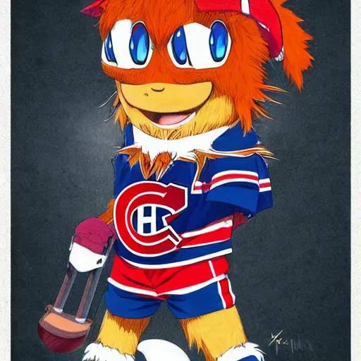 Image similar to anime Portrait of Youppi the Habs Montreal Canadiens Mascot as a very cute powerful and friendly pokemon, highly detailed anime, high evolution, 1990s, legendary, smooth, sharp focus, dynamic lighting, intricate, trending on ArtStation, illustration pokemon, art by WLOP