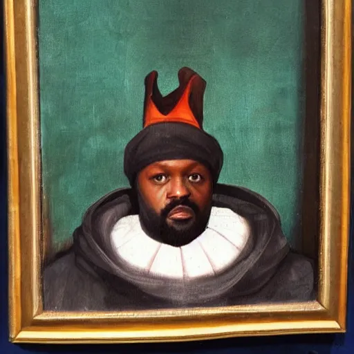 Image similar to a renaissance style portrait painting of Ghostface