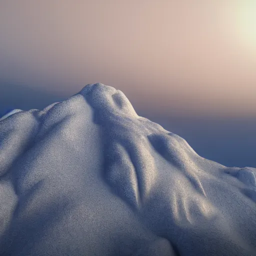 Prompt: A mountain region utilizing volumetric lighting and shading in a highly detailed render