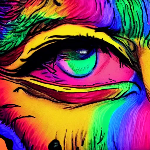 Image similar to the man vomits rainbows out of his eyes