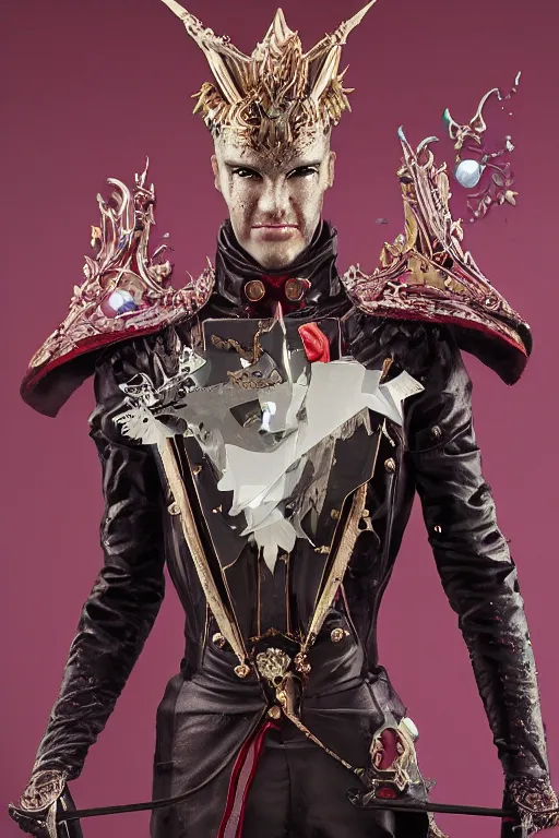 Image similar to portrait of the automaton vampire ruler wearing glitter claymore by artgerm and Craig Mullins, James Jean, Andrey Ryabovichev, Mark Simonetti and Peter Morbacher 16k