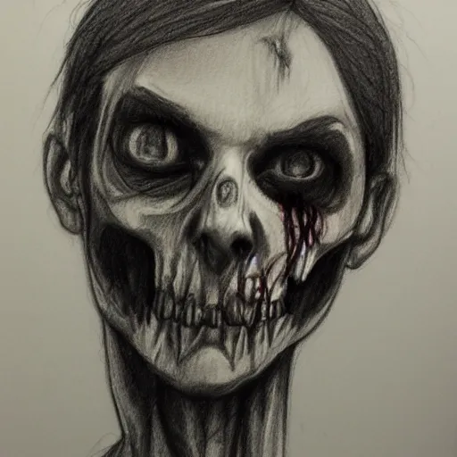 Prompt: pencil sketch of a zombie portrait