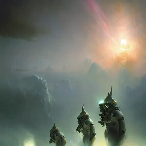 Image similar to aliens invading earth made by ivan aivazovsky, peter mohrbacher, greg rutkowski volumetric light effect broad light oil painting painting fantasy art style sci - fi art style realism premium prints available artwork unreal engine