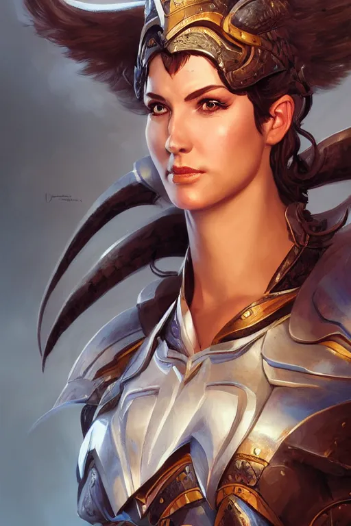 Image similar to amazon valkyrie athena, d & d, fantasy, portrait, highly detailed, headshot, digital painting, trending on artstation, concept art, sharp focus, illustration, art by artgerm and greg rutkowski and magali villeneuve