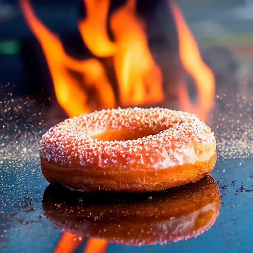 Image similar to a donut on fire