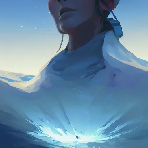 Image similar to blue chunk of ice flying through a night sky, black scrap metal trailing behind it, official fanart behance hd artstation by jesper ejsing by rhads, makoto shinkai and lois van baarle, ilya kuvshinov, ossdraws