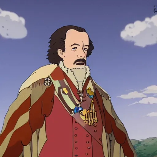 Prompt: portrait of king charles the 4 th in a still in a miyazaki movie