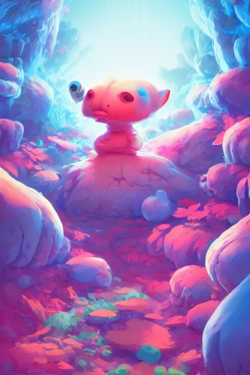 Prompt: smurf ghost creature animal sushi cristal very big eye roots cactus elemental flush of force nature micro world fluo fishscale, behance hd by jesper ejsing, by rhads, makoto shinkai and lois van baarle, ilya kuvshinov, rossdraws radiating a glowing aura global illumination ray tracing hdr