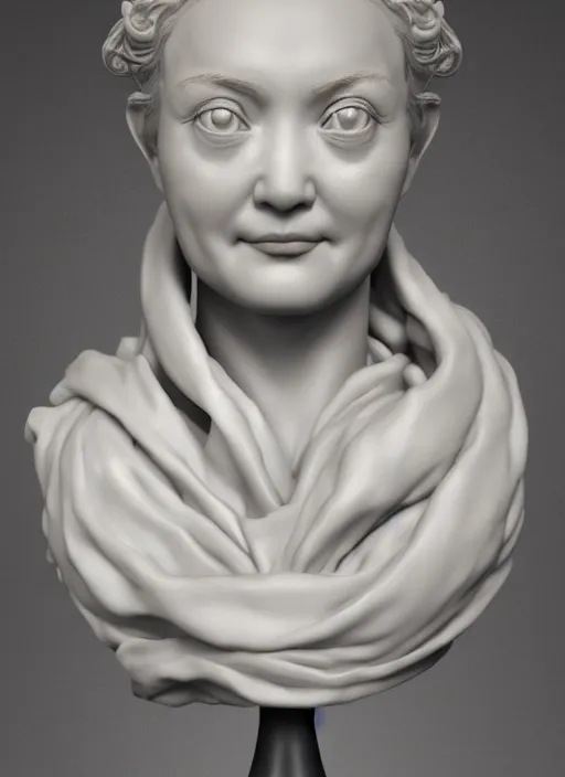 Image similar to 3D resin miniature sculpture by Jean-Baptiste Carpeaux and Luo Li Rong, european lady, prefect symmetrical face, academic art, realistic, 8K, Introduction factory photo, Product Introduction Photo, Hyperrealism. Subsurface scattering, raytracing, Octane Render, Zbrush, simple background