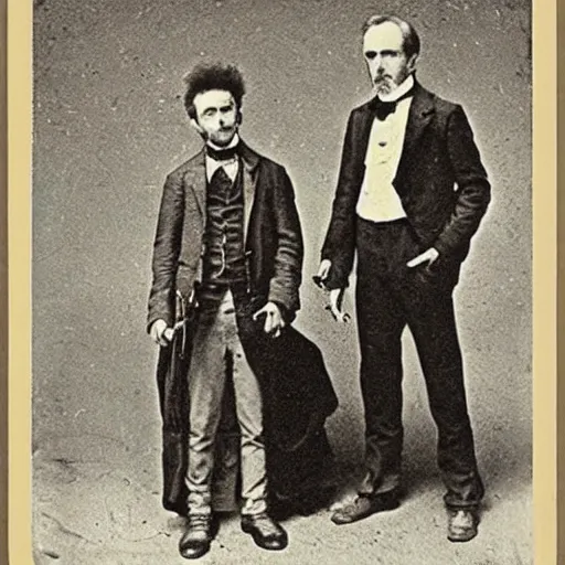 Image similar to photo of rick and morty, 1 8 8 0 s style.