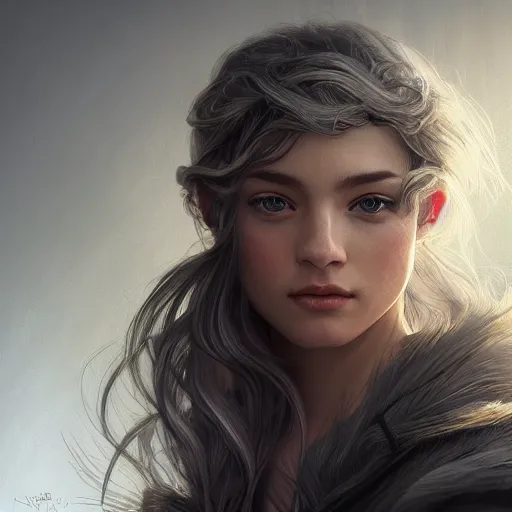 Image similar to winds of winter, au naturel, grey eyes, hyper detailed, digital art, trending in artstation, cinematic lighting, studio quality, smooth render, unreal engine 5 rendered, octane rendered, concept art, smooth, sharp focus, illustration, art by artgerm and greg rutkowski and alphonse mucha and ian sprigger and wlop and krenz cushart