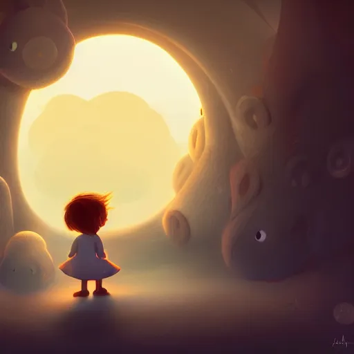 Image similar to very cute illustration for a children's book, digital art, detailed, rim light, exquisite lighting, clear focus, very coherent, soft lighting, character design, concept, atmospheric, dystopian, sci - fi, dark, trending on artstation, fog, sun flare