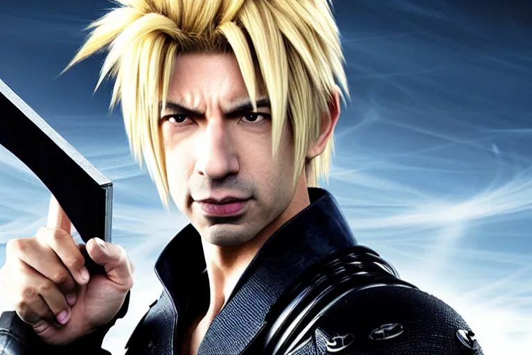 Image similar to live action film still of ( nathan fielder ) playing cloud strife in the new sci - fi movie