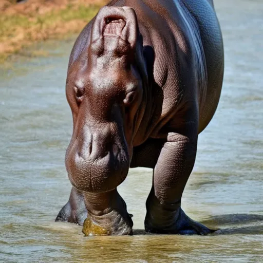 Prompt: hippopotamus wearing pants