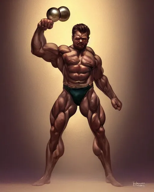 Prompt: gigachad ron swanson bodybuilder holding metal sphere in final fight office by ilya kuvshinov, ernest khalimov body by krista sudmalis, fantasy character portrait, ultra realistic, concept art, intricate details, elegent, digital painting, smooth, sharp focus, illustration, art by artgerm and greg rutkowski and alphonse mucha, artstation