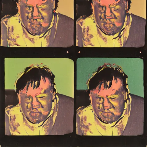 Image similar to color polaroid portrait of a fat man by andy warhol.