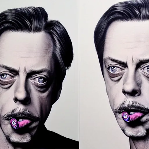 Image similar to beautiful portrait of steve buscemi with a ballpoint pen in his mouth