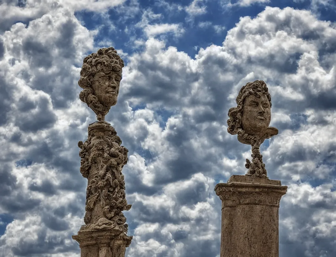 Image similar to jpeg compression visualized, museum sculpture, cloud backdrop, elaborate detail, modern, 4k, 33mm award winning photograph