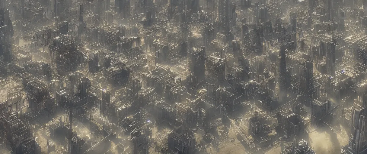 Image similar to dystopian city surrounded by large gates