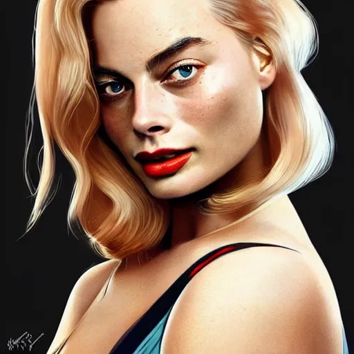 Prompt: a portrait of margot robbie as a pixar character, beautiful, elegant, extremely detailed digital art, trending on artstation hyper realistic matte painting, by wlop, artgerm