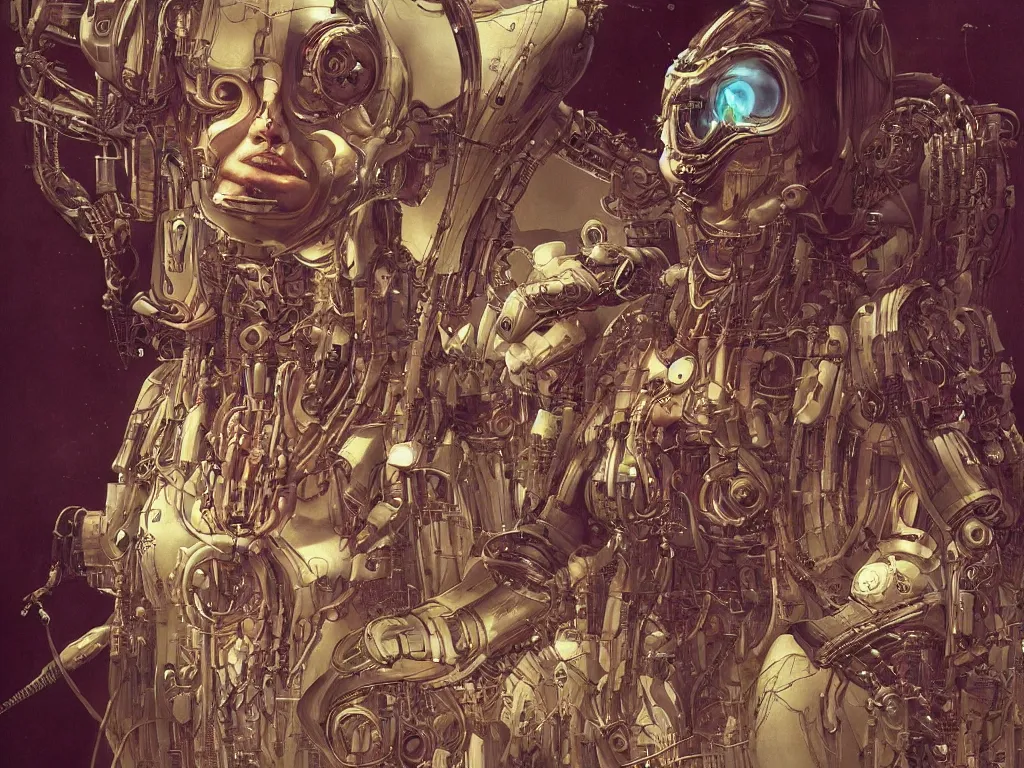 Image similar to A robot biopunk cyberpunk woman. Android mechanical woman. 8k resolution concept art hyperdetailed trending on Artstation Unreal Engine hyperrealism psychedelic art synthetism. Futurism by beksinski carl spitzweg moebius and tuomas korpi. baroque elements. baroque element. intricate artwork by caravaggio