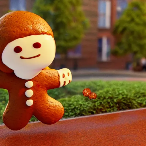 Prompt: a gingerbread man running around amsterdam, smoking weed, 3 d octane render, highly detailed, masterpiece, studio ghibli, amazing composition, hdr, gingerbread man is cute chibi,