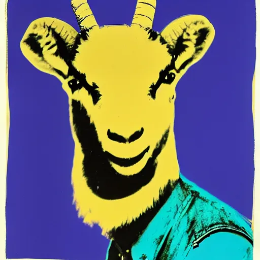 Image similar to andy warhol as a goat