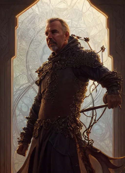 Prompt: kevin costner as oscar diggs, intricate, d & d, wizard, fantasy, art nouveau, digital painting, trending on artstation, sharp focus, wide shot, illustration, global illumination, ray tracing, art by artgerm and greg rutkowski and ruan jia