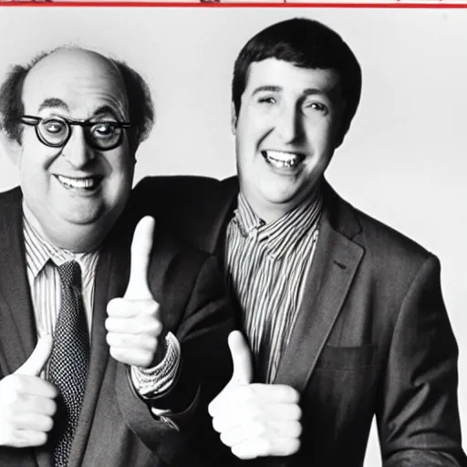 Prompt: siskel and ebert seventeen thumbs way up