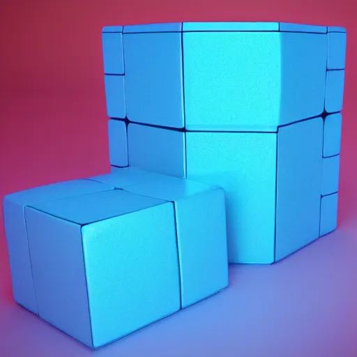 Prompt: blue cube, studio, octane render,