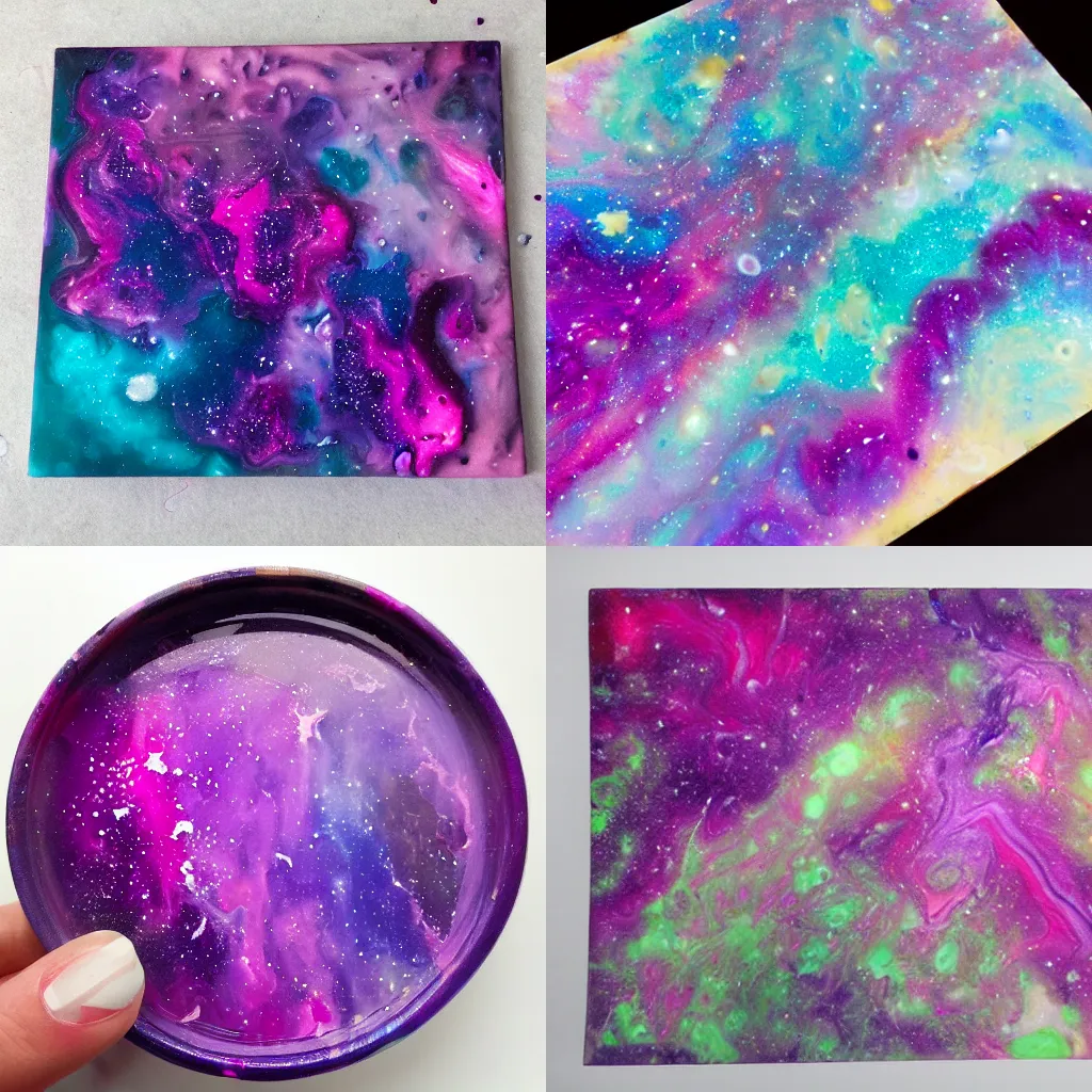 Prompt: pink and purple paint pour, marbling, very detailed, 8k 4k, cosmic nebula, alien worlds