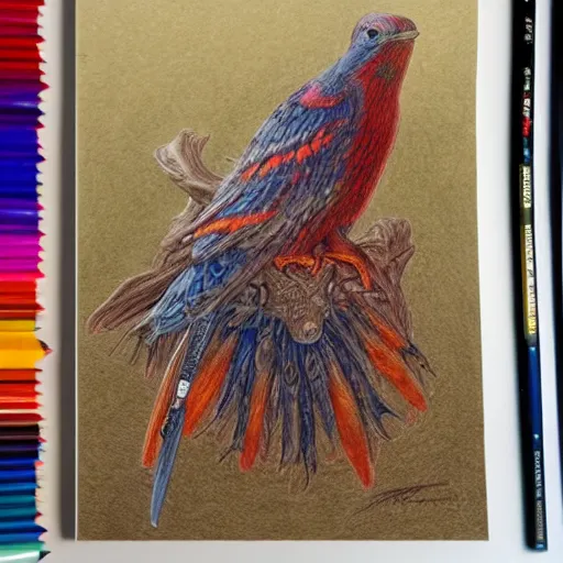 Prompt: Colored pencil art, Merlin's staff, highly detailed, artstation, MasterPiece, Award-Winning, Caran d'Ache Luminance