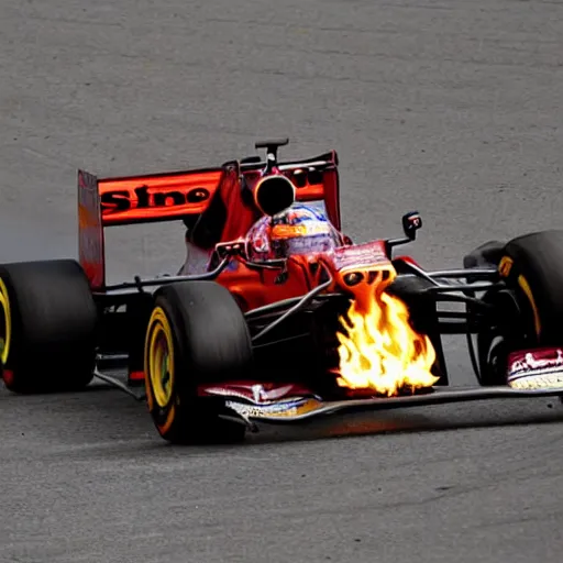 Image similar to drunk carlos sainz in fire