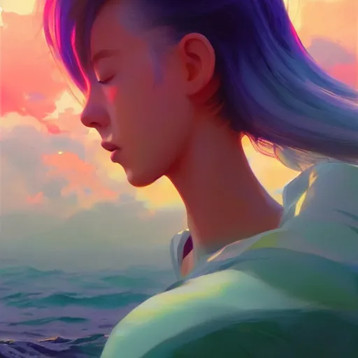 Prompt: koy fish swimming between clouds, colorful, fine detail!! anime!! realistic shaded lighting!!, kim hyun joo, digital painting by ilya kuvshinov, magali villeneuve, artgerm, jeremy lipkin and michael garmash and rob rey