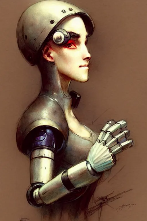 Image similar to (((((2050s servant android robot pirate wench art . muted colors.))))) by Jean-Baptiste Monge !!!!!!!!!!!!!!!!!!!!!!!!!!!