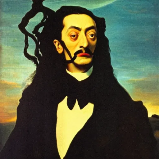 Prompt: portrait of Salvador Dali in the style of Joseph Wright of Derby