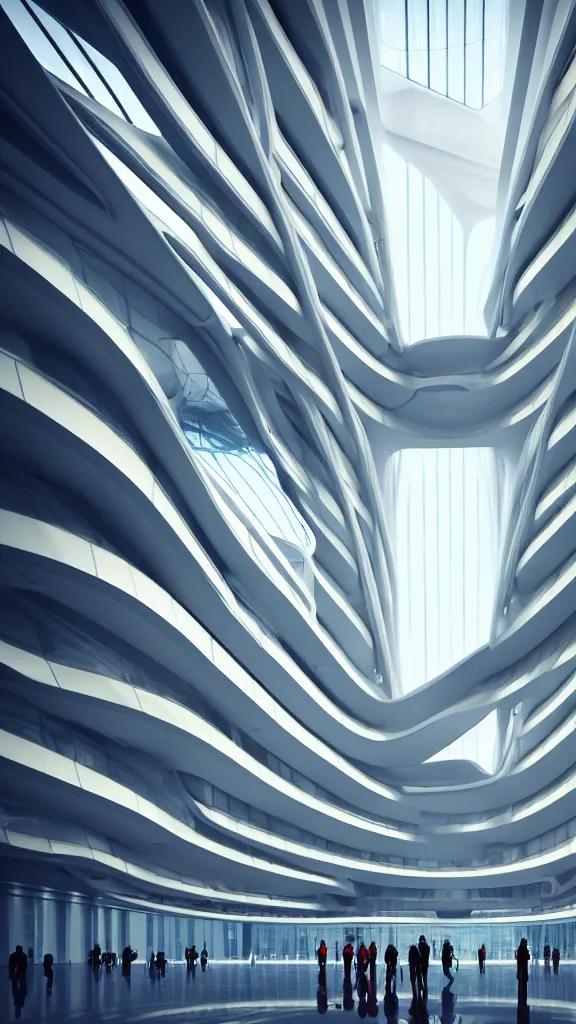 Image similar to the inside of a very tall building, big pods, big windows, octane render, warm colour scheme, white, cyberpunk architecture by zaha hadid, cinematic, scenery, unreal engine, render, cgsociety, modernism, futuristic, artstation, sci - fi, high detail, high quality, close up angle, people walking