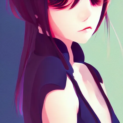 Image similar to elegant girl in urban outfit, cute fine face, digital painting, fan art, anime, pixiv, by Ilya Kuvshinov, by Studio Ghibli