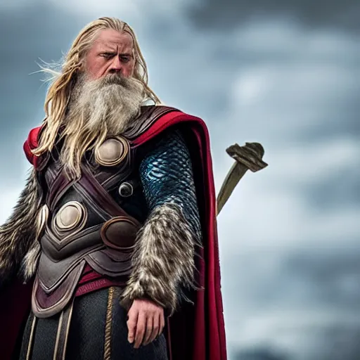 Image similar to emma stone as odin all father from thor movie, highly detailed, cinematic shot, cinematic lighting, 8 k