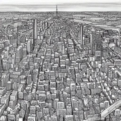 Image similar to hyperdetailed drawing of city of Buenos Aires