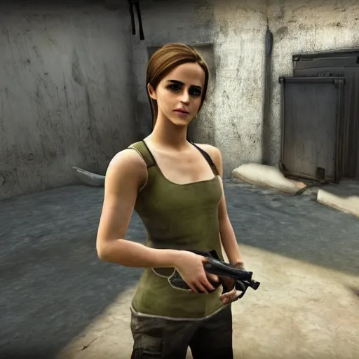 Prompt: Emma Watson screenshot from cs:go