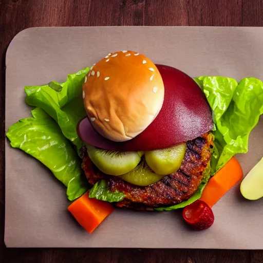 Image similar to burger made from fruits