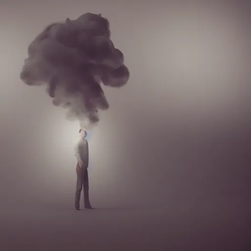 Image similar to man made of smoke simulation smoke particles octane render houdini