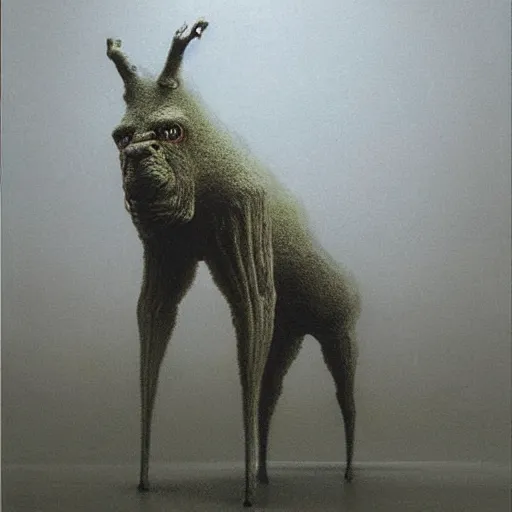 Image similar to animal in suit made by zdzislaw beksinski