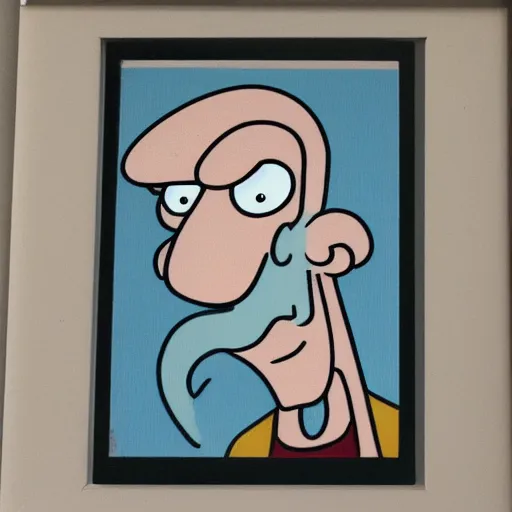 Image similar to handsome squidward portrait, cartoon network