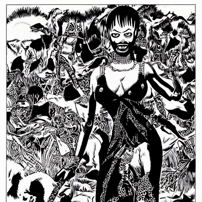 Prompt: african domme mistress by junji ito