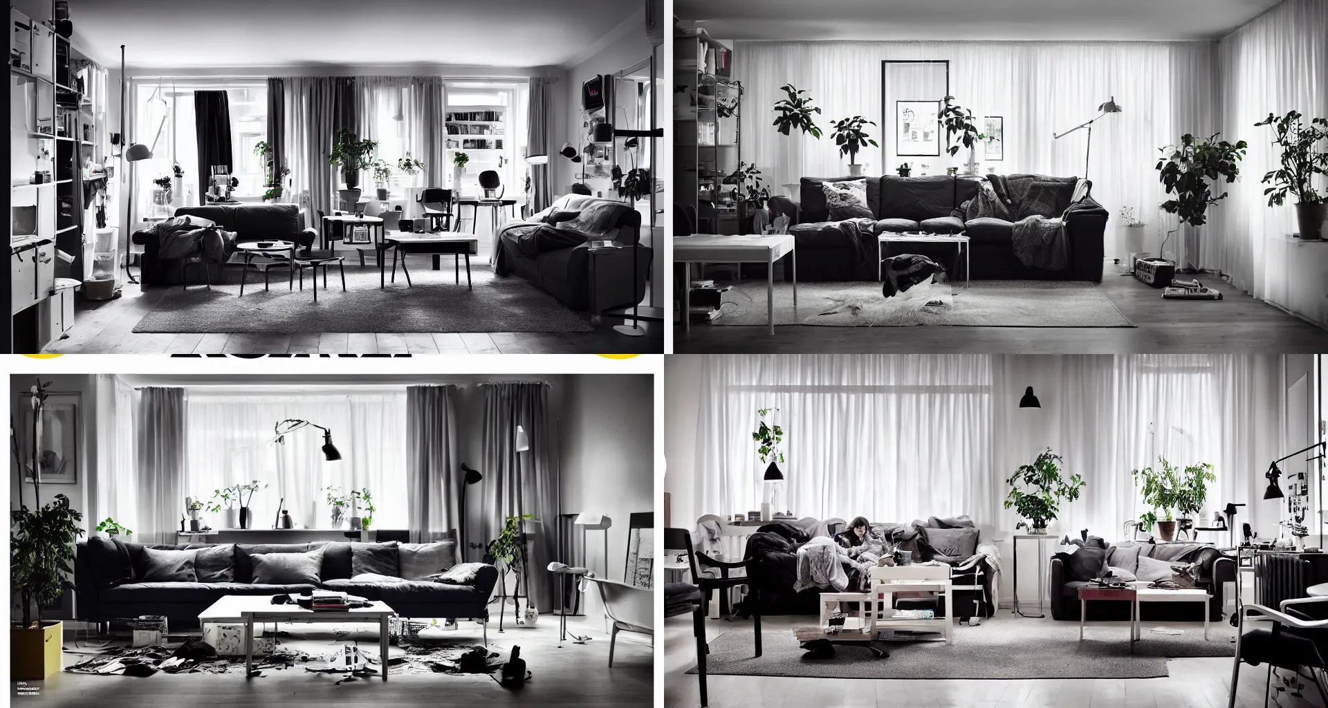 Prompt: IKEA catalogue photo of a living room, by Liam Wong