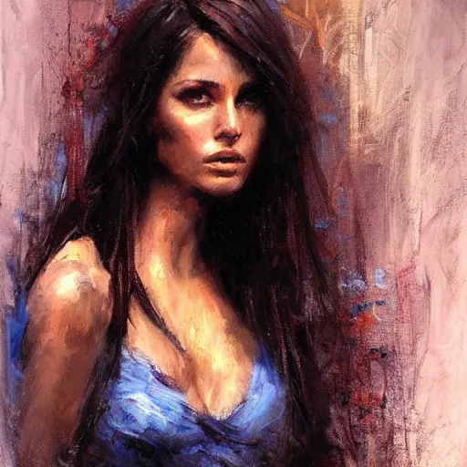 Image similar to portrait of beautiful confident women with deep eyes, perfect cinematic light, hard brush, by henry asencio